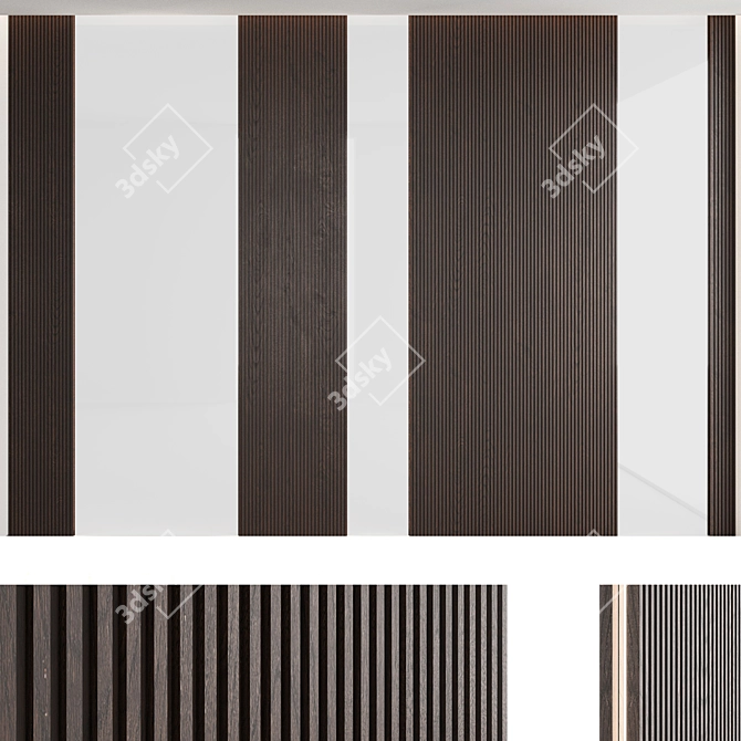 Decorative Wood Texture Wall Panel Set 3D model image 8