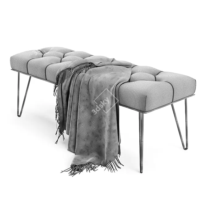 Elegant Logan Upholstered Bench 3D model image 3