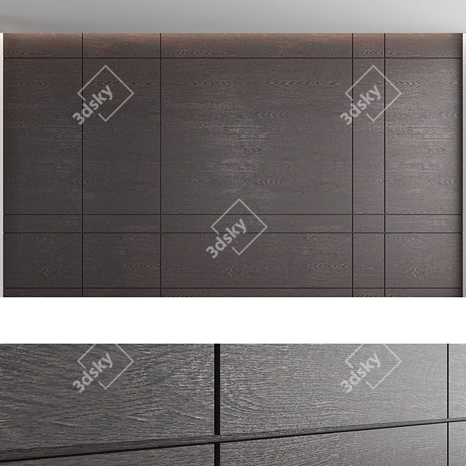 Elegant Wood Textured Decorative Wall Panel Set 3D model image 4