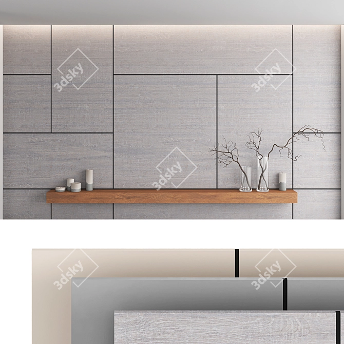 Decorative Wood Wall Panel Set 3D model image 1