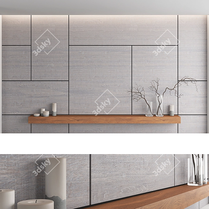 Decorative Wood Wall Panel Set 3D model image 2