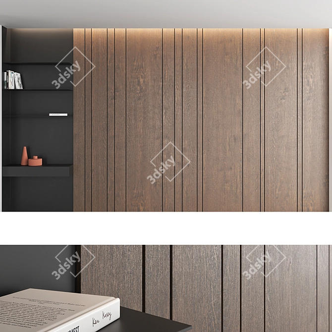 Decorative Wood Texture Wall Panel Set 3D model image 2