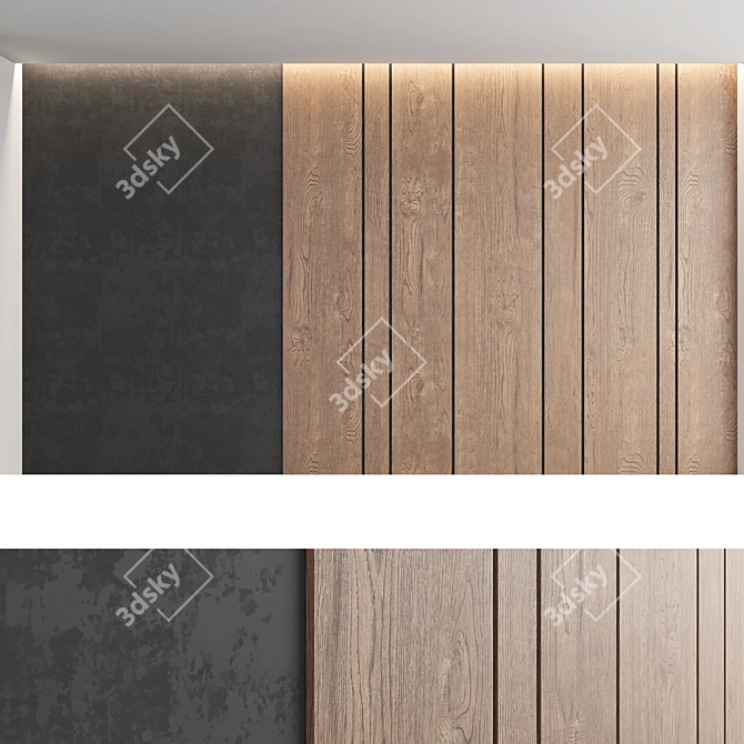 Decorative Wood Texture Wall Panel Set 3D model image 3