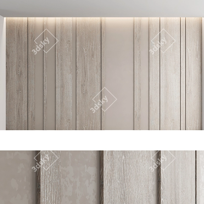 Decorative Wood Texture Wall Panel Set 3D model image 4