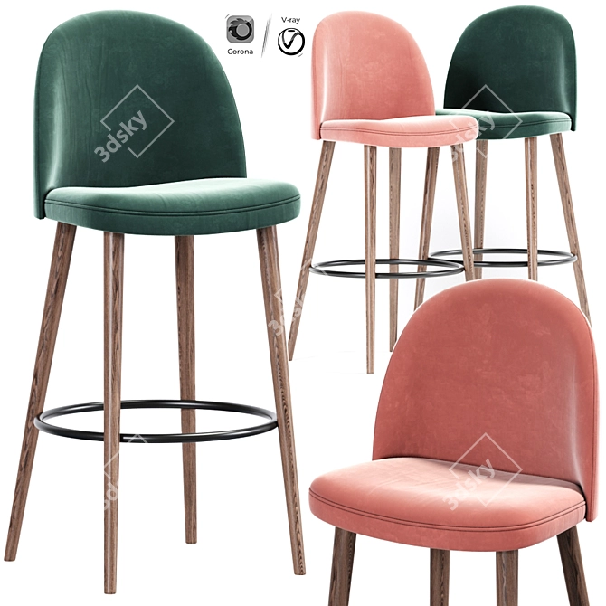 Elegant Lily Bar Stool 3D model image 1