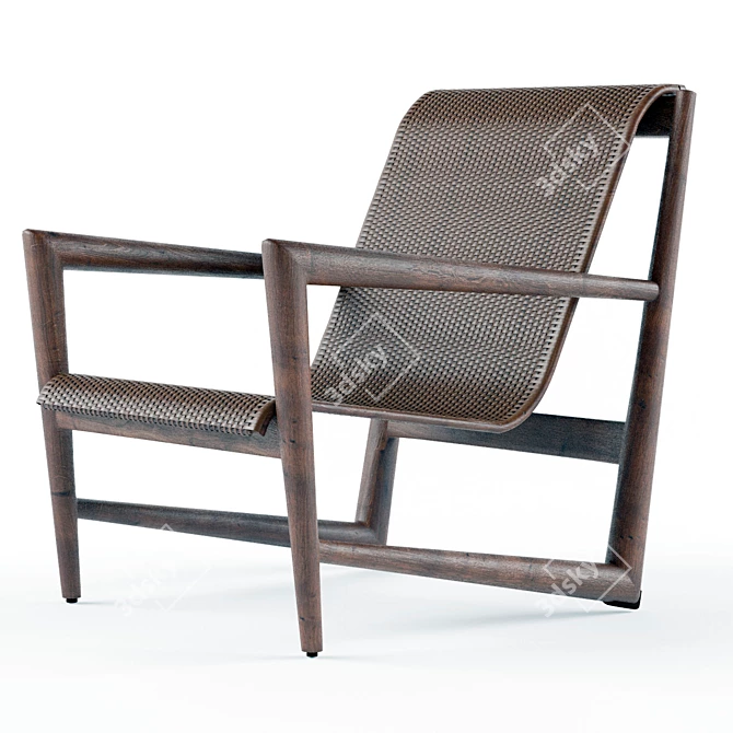 Wind Lounge Set: Chair & Ottoman 3D model image 2