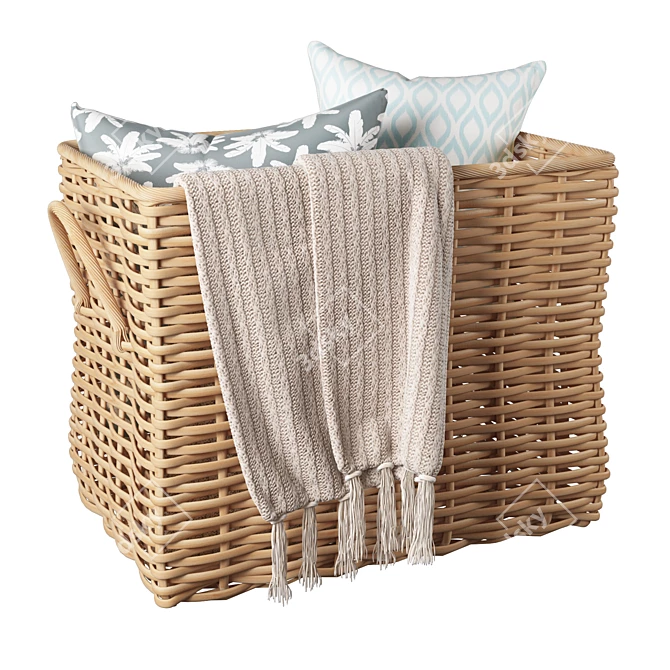 Potterybarn Oversized Woven Basket 3D model image 1