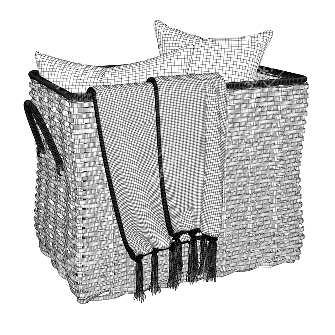 Potterybarn Oversized Woven Basket 3D model image 4