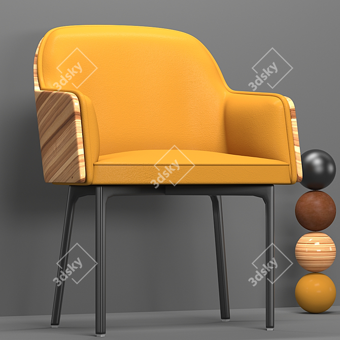 Modern Hudson Armchair with Sleek Design 3D model image 4