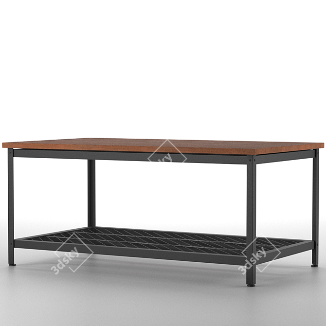 Vintage Industrial Coffee Table 3D model image 1