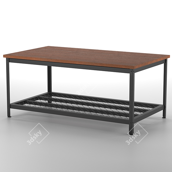 Vintage Industrial Coffee Table 3D model image 4