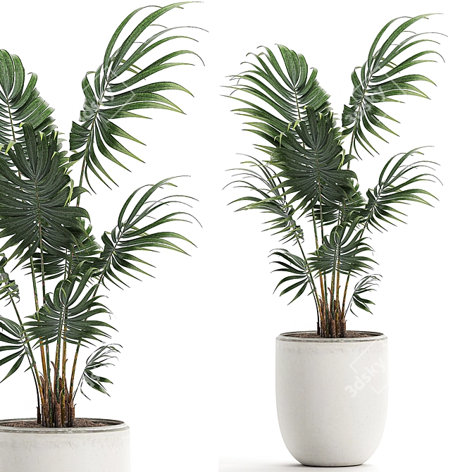 Tropical Paradise Plant Collection with White Pot 3D model image 4