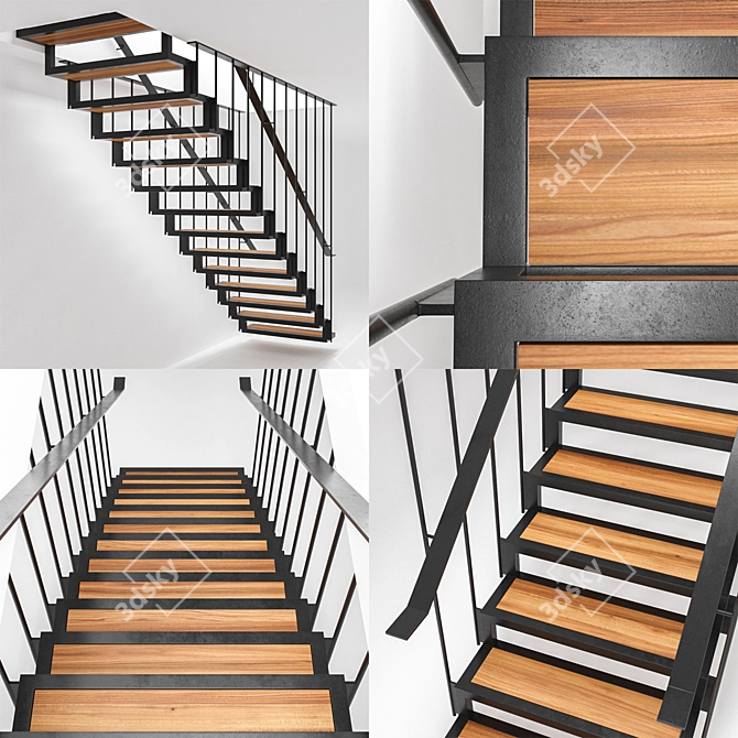 Industrial Loft Staircase 3D model image 2