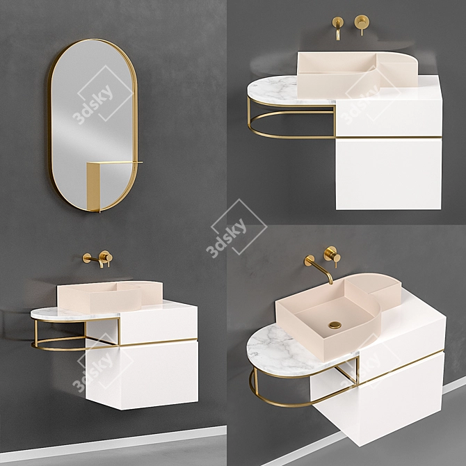 Modern Console Sink and Cabinet 3D model image 1