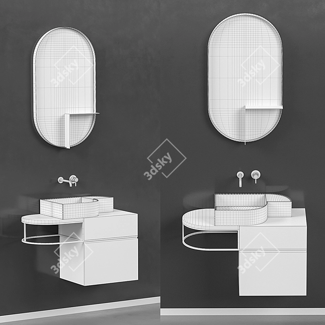 Modern Console Sink and Cabinet 3D model image 2