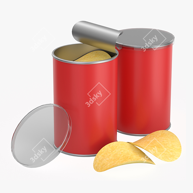 Crunchy Delight: Carton Tube Potato Chips 3D model image 1