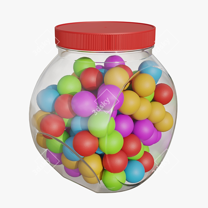 Delicious Gumballs in a Jar: 3D Model 3D model image 1