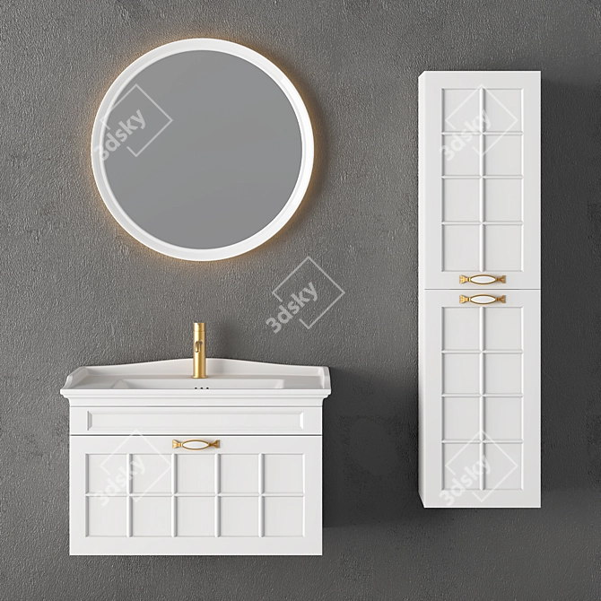 Sleek Bathroom Cabinet Set 3D model image 1