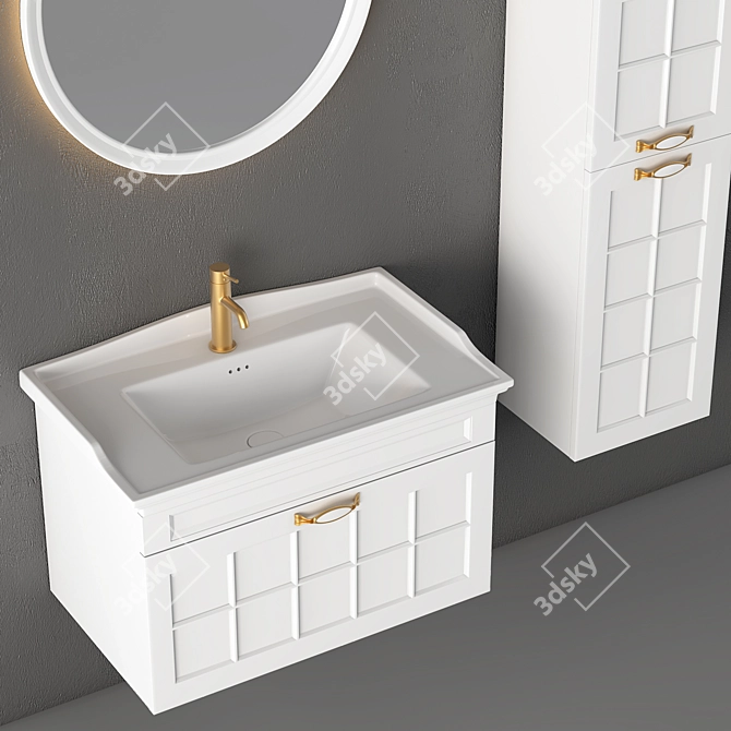 Sleek Bathroom Cabinet Set 3D model image 3