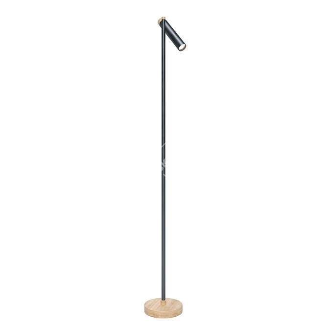 Minimalist EcoLight Deco: 7W Floor Lamp (Black, Aluminum & Ash Wood) 3D model image 2