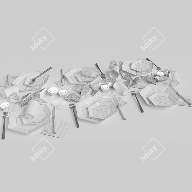 Elegant Stone Marble Table Setting 3D model image 2