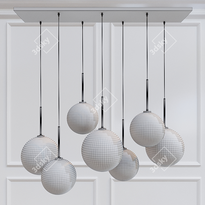 Elegant Clear Glass Chandelier 3D model image 2