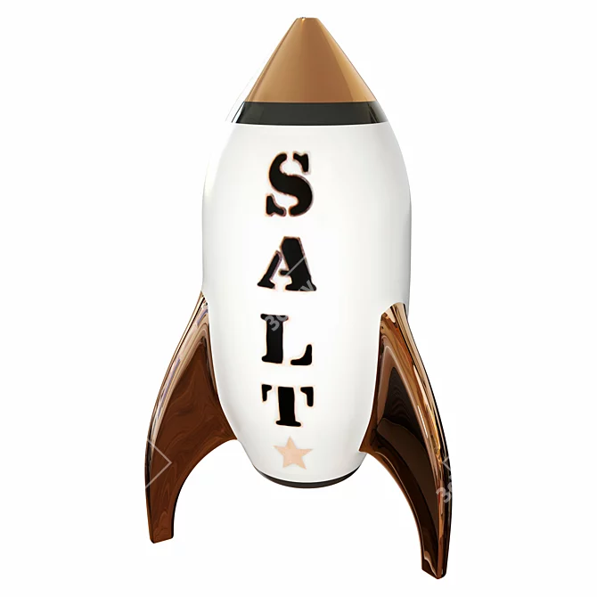 Apollo Spice Set: Porcelain Rockets in Silver & Gold 3D model image 2