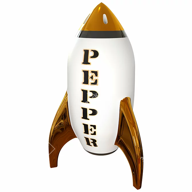 Apollo Spice Set: Porcelain Rockets in Silver & Gold 3D model image 3