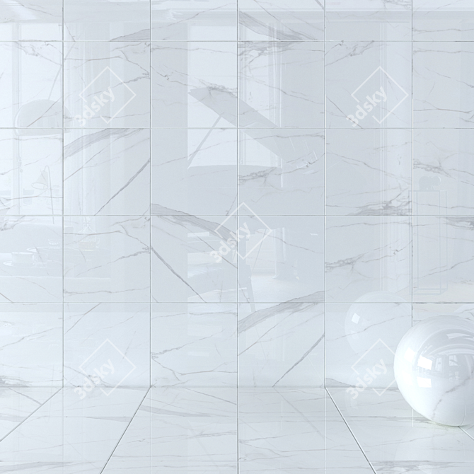 Elegant AFYON WHITE Wall Tiles 3D model image 1