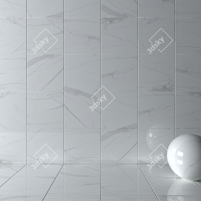 Elegant AFYON WHITE Wall Tiles 3D model image 2