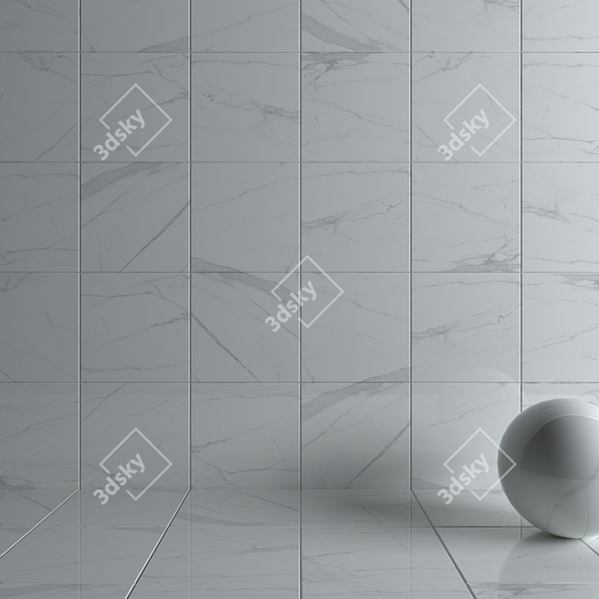 Elegant AFYON WHITE Wall Tiles 3D model image 3