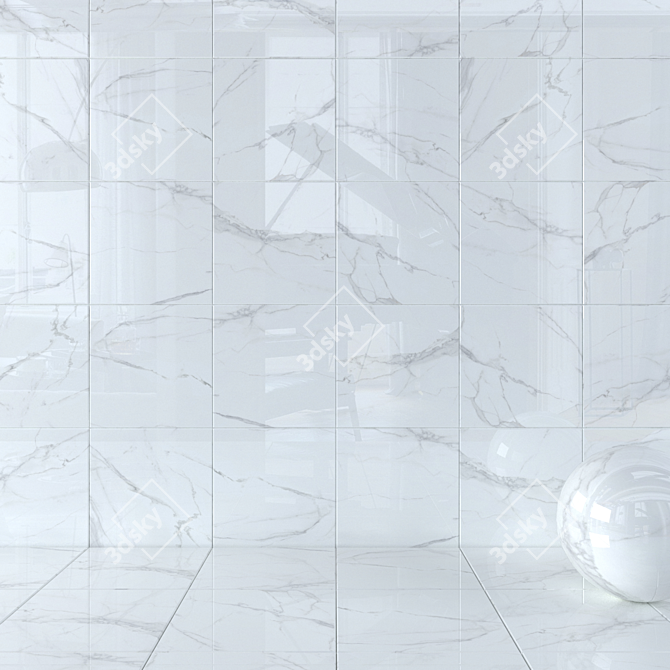 AFYON WHITE Wall Tiles Set 3D model image 1