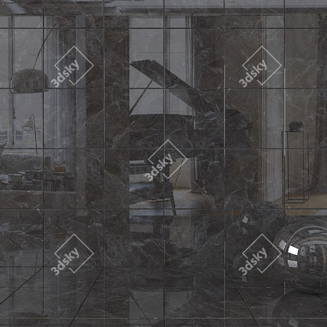 Alanya Fume Wall Tiles 60x60 cm - Multi-Texture 3D model image 1