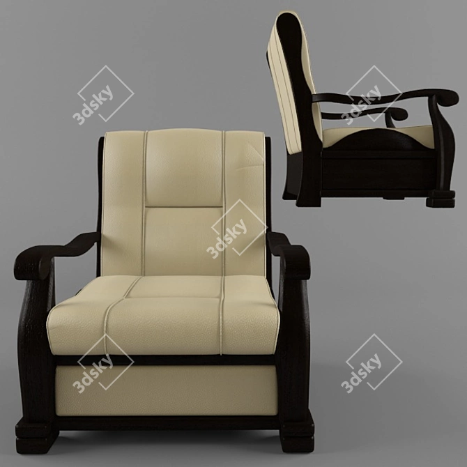 Triumph Wooden Armchair 3D model image 4