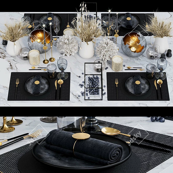 Elegant Luxury Table Setting 3D model image 1