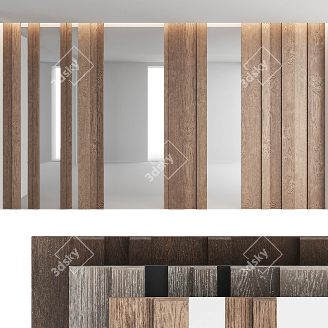 Decorative Wood Wall Panel Set 3D model image 1