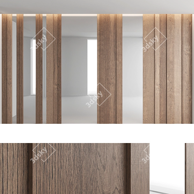 Decorative Wood Wall Panel Set 3D model image 2