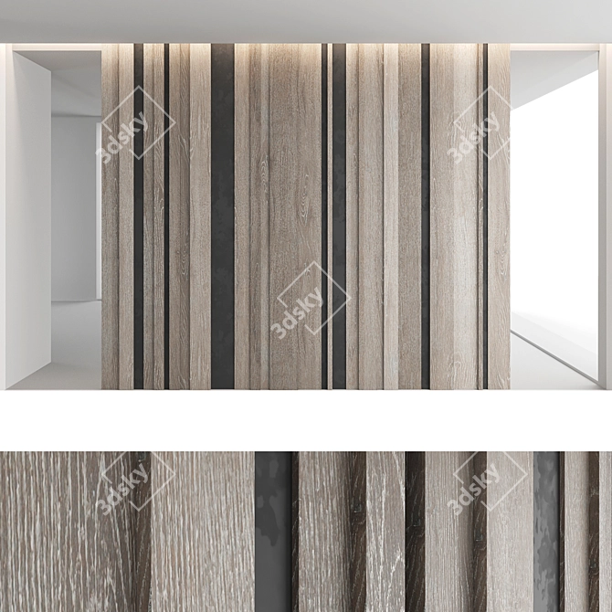 Decorative Wood Wall Panel Set 3D model image 3