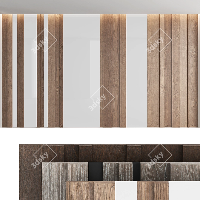 Decorative Wood Wall Panel Set 3D model image 5