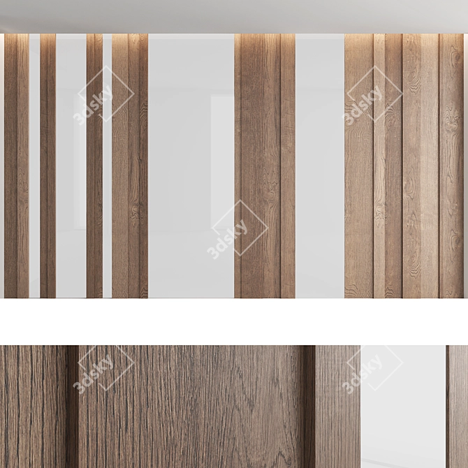 Decorative Wood Wall Panel Set 3D model image 6