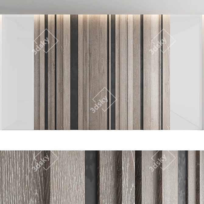 Decorative Wood Wall Panel Set 3D model image 7