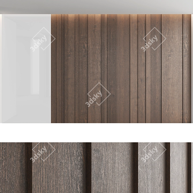 Decorative Wood Wall Panel Set 3D model image 8