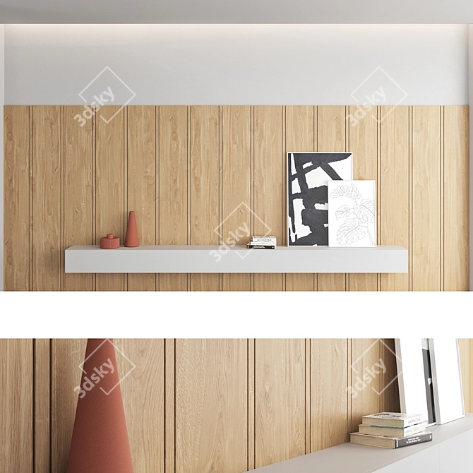 Decorative Wood Wall Panel Set 3D model image 3