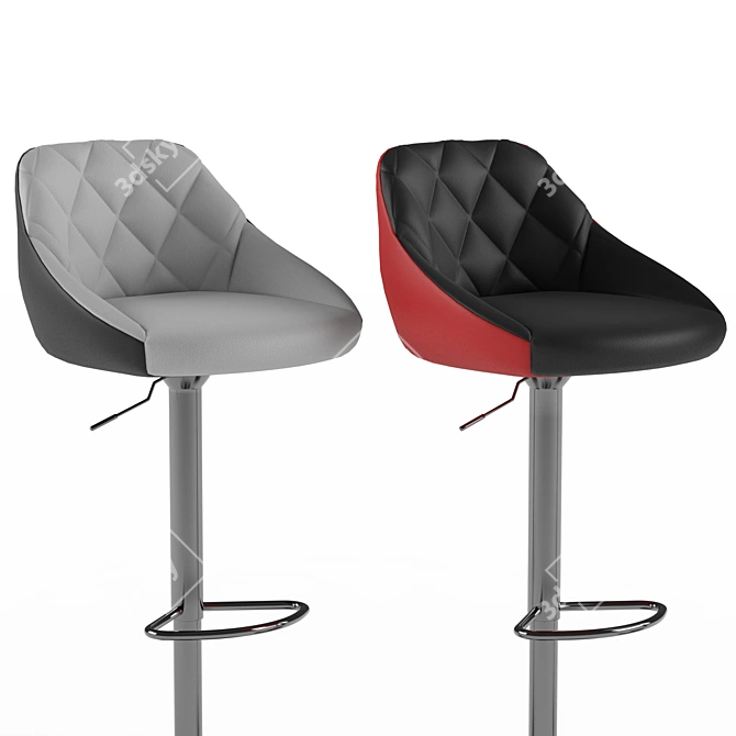 Elegant Adjustable Bar Stool 3D model image 4