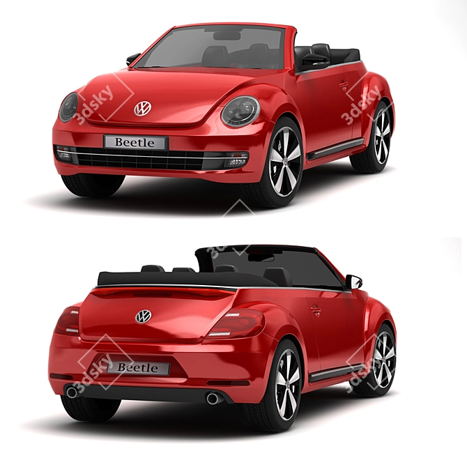 Classic Volkswagen Beetle Convertible 3D model image 1