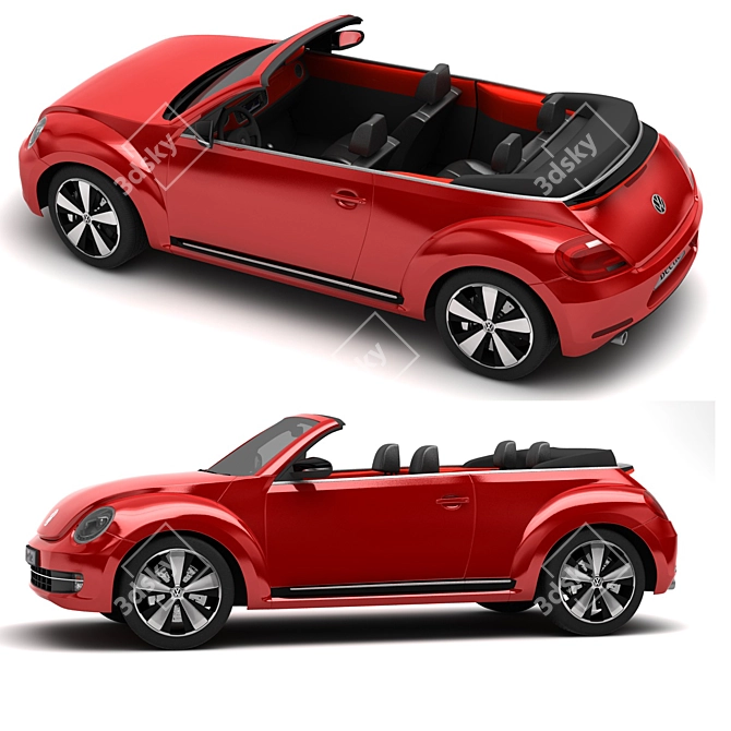 Classic Volkswagen Beetle Convertible 3D model image 2
