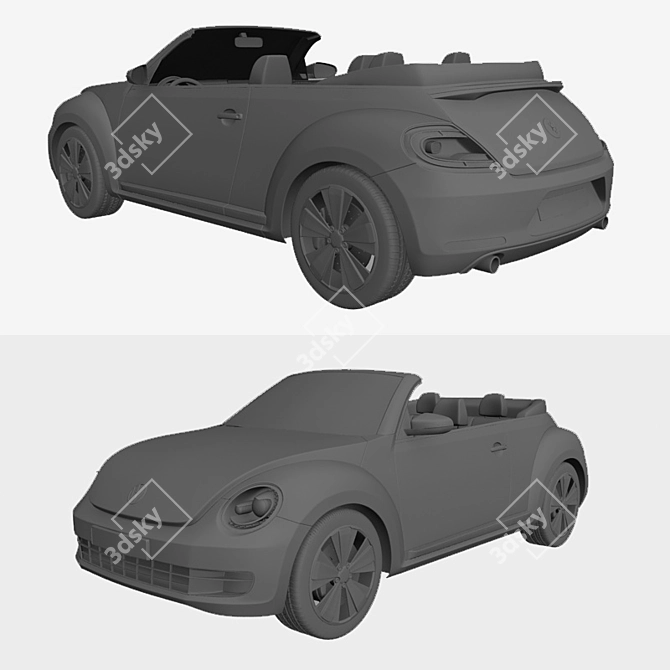 Classic Volkswagen Beetle Convertible 3D model image 3