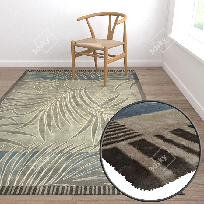 Premium Textured Carpets Set 3D model image 5