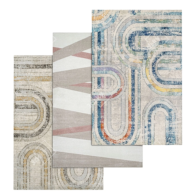 Luxury Carpet Set: 3 High-Quality Textured Carpets 3D model image 1
