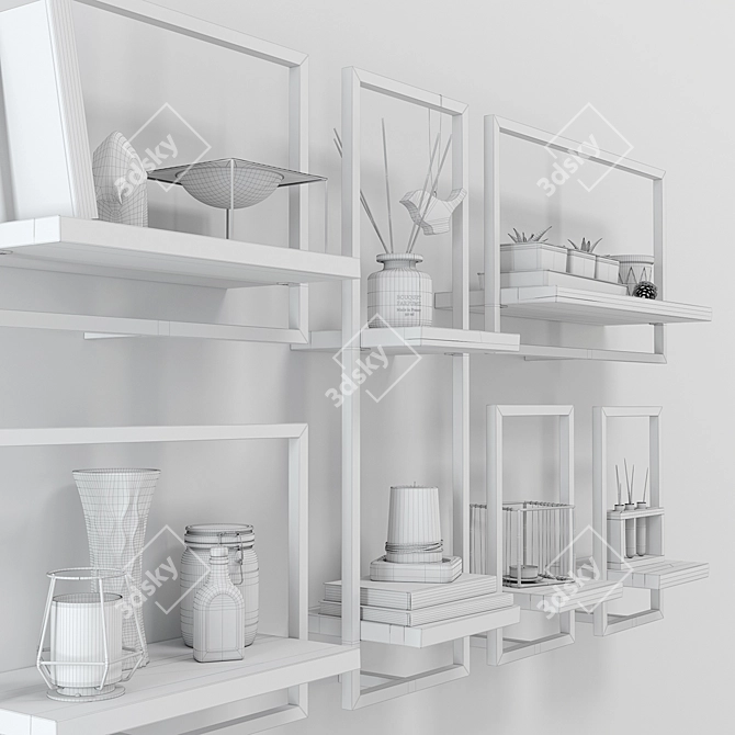 Loft Style Decorative Shelf Set 3D model image 4